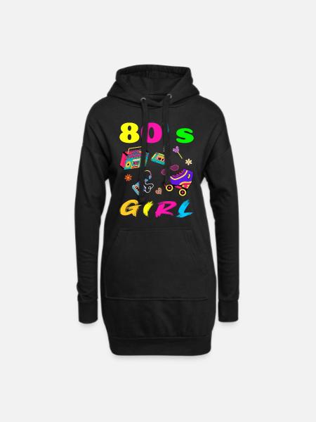 Retro 80er Jahre T-Shirt Bunte Designs - Hoodie-Kleid - Schwarz