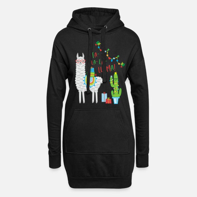 Fa la Llama Weihnachtspullover Weihnachtsgeschenk - Hoodie-Kleid - Schwarz
