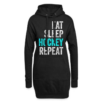 Eat Sleep Hockey Repeat Eishockey Spruch Vintage - Hoodie-Kleid - Schwarz - Vorne