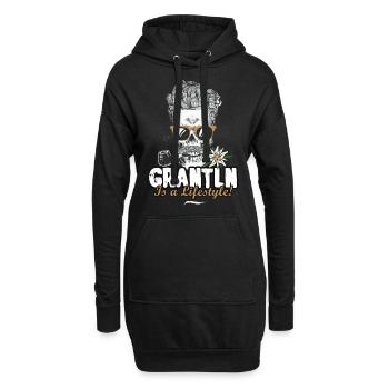 Grantln is a Lifestyle Grantler Bayern Totenkopf - Hoodie-Kleid - Schwarz - Vorne