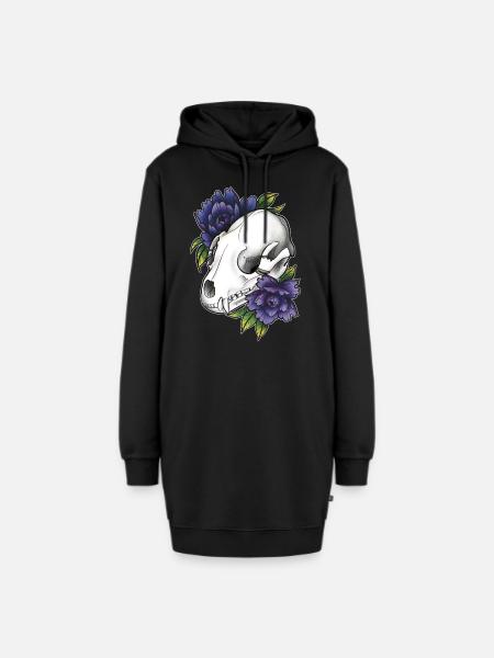 Fantasy Waschbär Schädel - Hoodie-Kleid - Schwarz