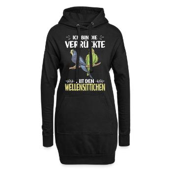 Perruche ondulée - Sweat-shirt à capuche long Femme - noir - Devant