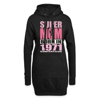 Anniversaire de maman 1971 | Super Maman - Sweat-shirt à capuche long Femme - noir - Devant