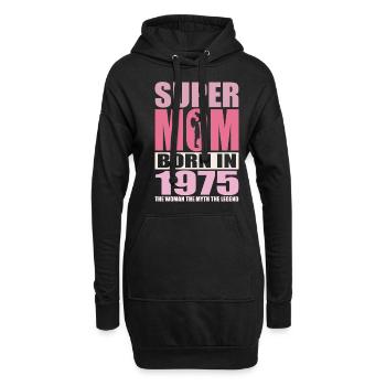 Mama Geburtstag 1975 | Super Mom - Hoodie-Kleid - Schwarz - Vorne