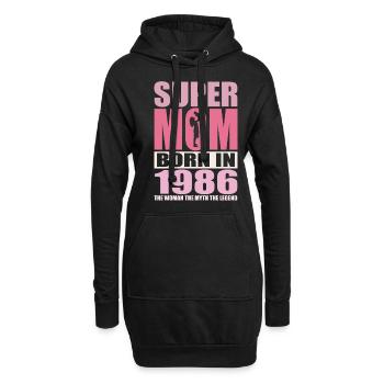 Mama Geburtstag 1986 | Super Mom - Hoodie-Kleid - Schwarz - Vorne