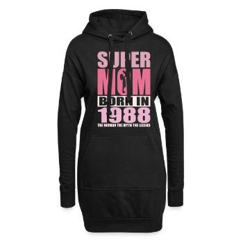 Anniversaire de maman 1988 | Super Maman - Sweat-shirt à capuche long Femme - noir - Devant