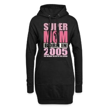 Anniversaire de maman 2005 | Super Maman - Sweat-shirt à capuche long Femme - noir - Devant