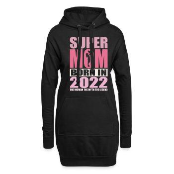 Maman Anniversaire 2022 | Super Maman - Sweat-shirt à capuche long Femme - noir - Devant