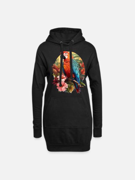 Perroquet - Sweat-shirt à capuche long Femme - noir