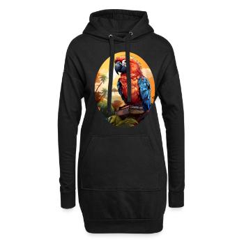 Papagei - Hoodie-Kleid - Schwarz - Vorne
