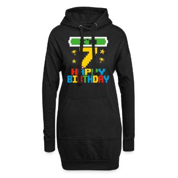 Seven 7yr 7th Birthday Happy Birthday 7 Years Old - Sweat-shirt à capuche long Femme - noir - Devant