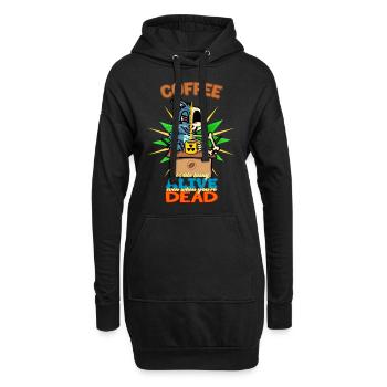 Lustiger Schrödingers Katze Kaffee Wissenschaft Cartoon - Hoodie-Kleid - Schwarz - Vorne