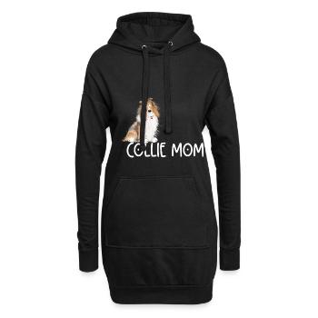 Collie Mama I Collie Rough I Langhaarcollie - Hoodie-Kleid - Schwarz - Vorne