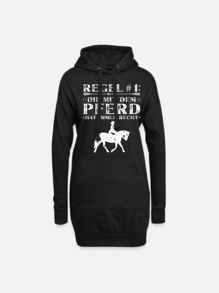 Pferde Reiten - Hoodie-Kleid - Schwarz
