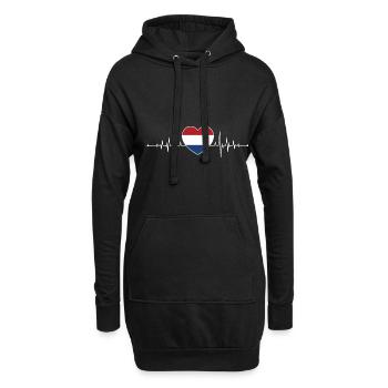 Pays-Bas Heartbeat Holland Flag Néerlandais - Sweat-shirt à capuche long Femme - noir - Devant