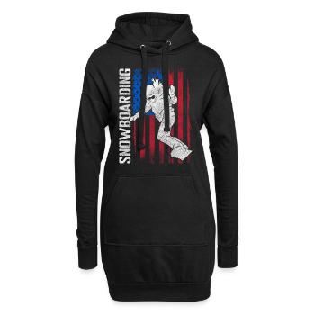 Snowboarder Board Wintersport Winterurlaub - Hoodie-Kleid - Schwarz - Vorne