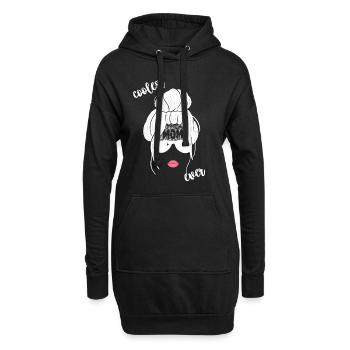 Coolest Mom Ever Frauen Gesicht Silhouette - Hoodie-Kleid - Schwarz - Vorne