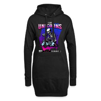 Anti-Unicorn Skull // Ich liebe Einhörner FS0231 - Hoodie-Kleid - Schwarz - Vorne