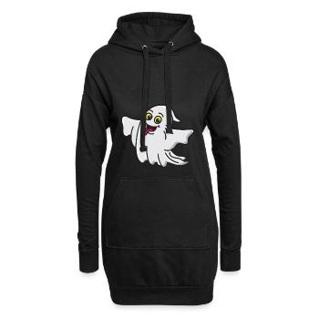 Doux petit fantôme tire la langue - Sweat-shirt à capuche long Femme - noir - Devant