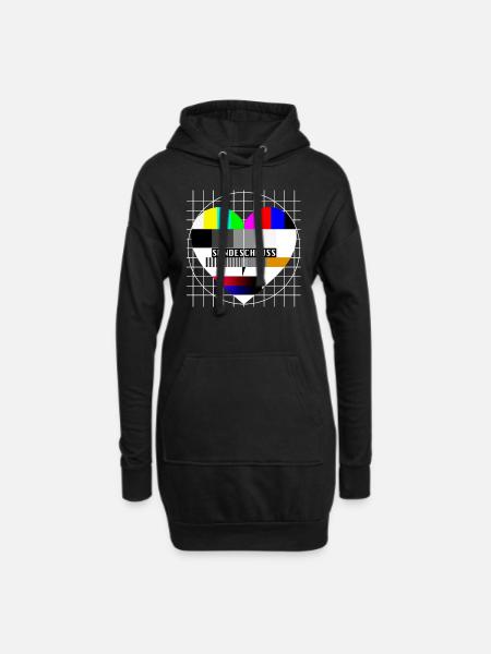 Testbild Herz Sendeschluss 90er Party 80er Jahre - Hoodie-Kleid - Schwarz