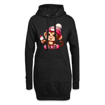 Chimpanzé Snowboarder Action Hivernale - Sweat-shirt à capuche long Femme - noir - Devant