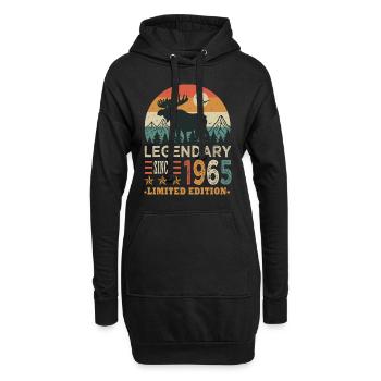 1965 legendary anniversaire Né en 1965 - Sweat-shirt à capuche long Femme - noir - Devant