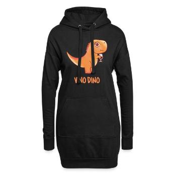 Vino Dino - Funny Vinosaur - Wine Dino - - Sweat-shirt à capuche long Femme - noir - Devant