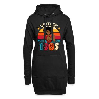 Vintage 1985 Anniversaire Femme Forte - Sweat-shirt à capuche long Femme - noir - Devant