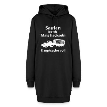 Landwirt Trecker Traktor Mais häckseln Bier saufen - Hoodie-Kleid - Schwarz - Vorne