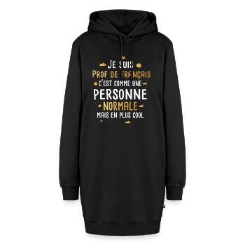 Prof de français femme tshirt drôle marrant - Sweat-shirt à capuche long Femme - noir - Devant
