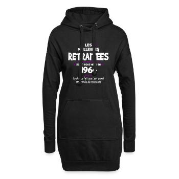 Retraite et 1964 cadeau humour retraitée - Sweat-shirt à capuche long Femme - noir - Devant