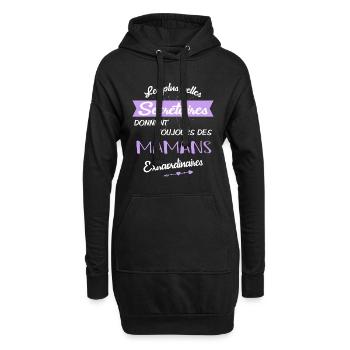 Secrétaires et mamans - Sweat-shirt à capuche long Femme - noir - Devant
