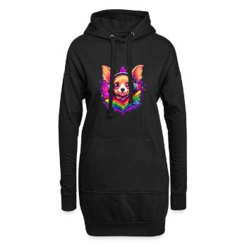 Regenbogenfahne Chihuahua Pride Hund bunte Liebe - Hoodie-Kleid - Schwarz - Vorne