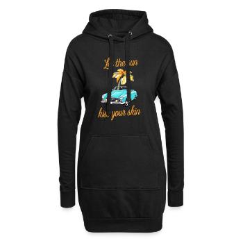 Retro Cabrio Spruch Sonne küsst die Haut Cabriolet - Hoodie-Kleid - Schwarz - Vorne