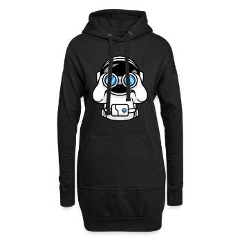 Astronaut mit Fernglas - Hoodie-Kleid - Schwarz - Vorne