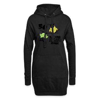 Geburtstag 50, Eulen am Drahtseil, rund - Hoodie-Kleid - Schwarz - Vorne