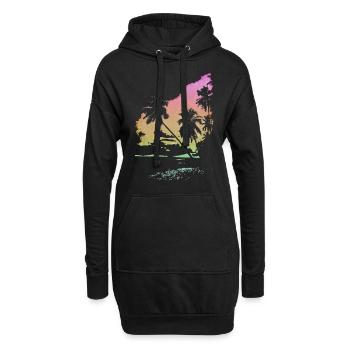 Été, soleil, plage - Sweat-shirt à capuche long Femme - noir - Devant