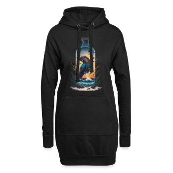 Papagei Flasche - Hoodie-Kleid - Schwarz - Vorne