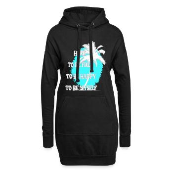 Ici pour être libre et heureux - Palme - Sweat-shirt à capuche long Femme - noir - Devant