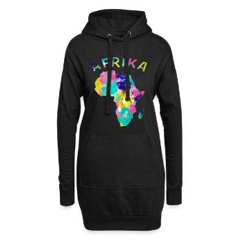 Afrika bunt - Hoodie-Kleid - Schwarz - Vorne
