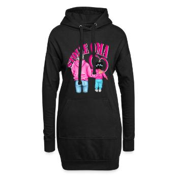 STOLZE OMA Enkelin schwarze Haare Herz Pink - Hoodie-Kleid - Schwarz - Vorne