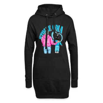 stolze Oma - Enkel schwarze Haare blaues Herz - Hoodie-Kleid - Schwarz - Vorne