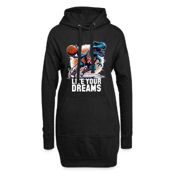 Cadeau de basket-ball T-Rex Dinosaur Dreams - Sweat-shirt à capuche long Femme - noir - Devant