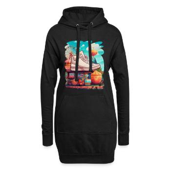 Création colorée fête foraine, jeux, bonbons - Sweat-shirt à capuche long Femme - noir - Devant