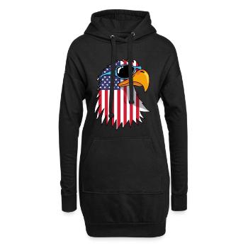 Adler und amerikanische Flagge - Hoodie-Kleid - Schwarz - Vorne