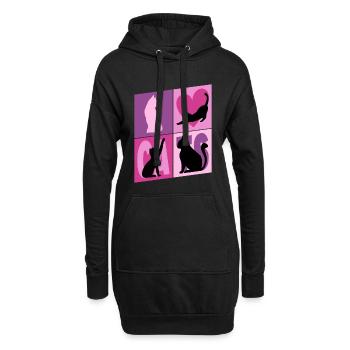 Chaton Chaton Chaton Kitty Silhouette Art - Sweat-shirt à capuche long Femme - noir - Devant
