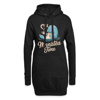 Lamantin Animal Marin Océan Adore Thé - Sweat-shirt à capuche long Femme - noir - Devant
