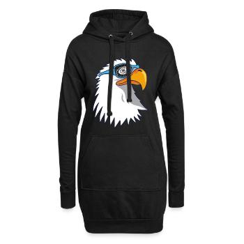 Adler und galaktische Brille - Hoodie-Kleid - Schwarz - Vorne
