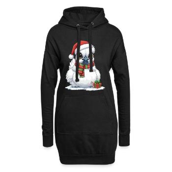 Poulet de soie drôle - Chapeau de Père Noël et... - Sweat-shirt à capuche long Femme - noir - Devant