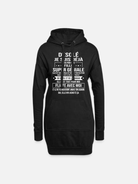 Je Suis Déjà Pris Par Une Fille Super Géniale - Sweat-shirt à capuche long Femme - noir